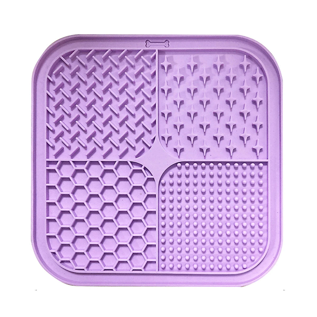 Purple silicone lick mat with four textured zones — Purple | Pawnests